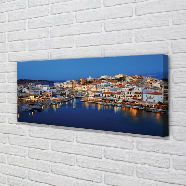 Tablouri canvas oraș Grecia Coast timp de noapte