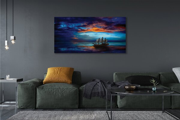 Tablouri canvas Nori navă de mare seara