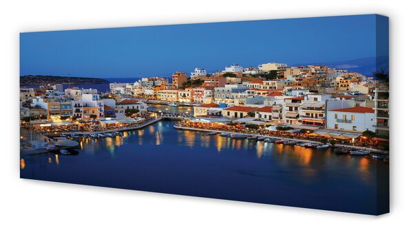 Tablouri canvas oraș Grecia Coast timp de noapte