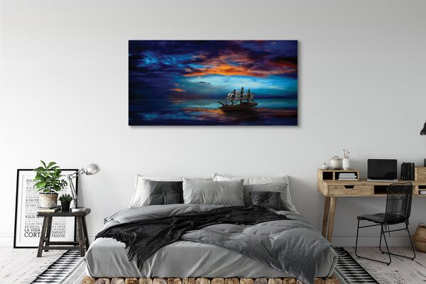 Tablouri canvas Nori navă de mare seara