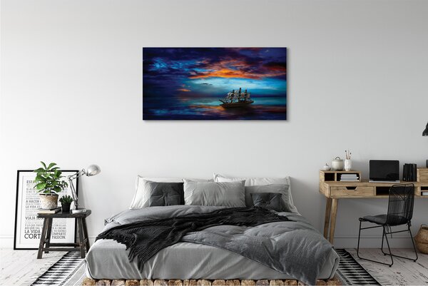 Tablouri canvas Nori navă de mare seara