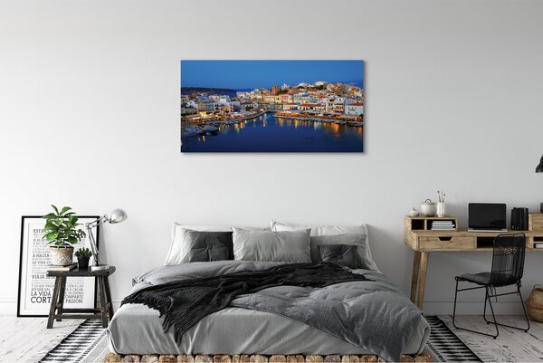 Tablouri canvas oraș Grecia Coast timp de noapte