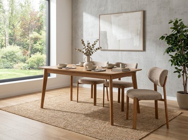 Scaun de dining tapitat ROVENI, stejar/bej