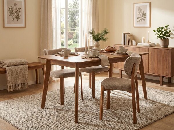 Scaun de dining tapitat ROVENI, stejar/bej