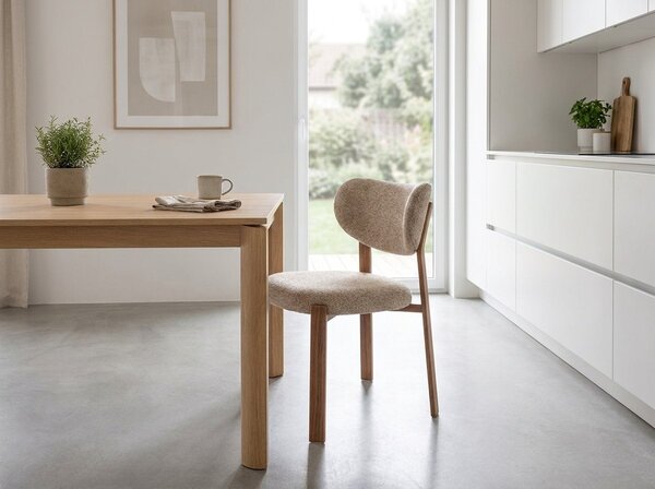Scaun de dining tapitat ROVENI, stejar/bej