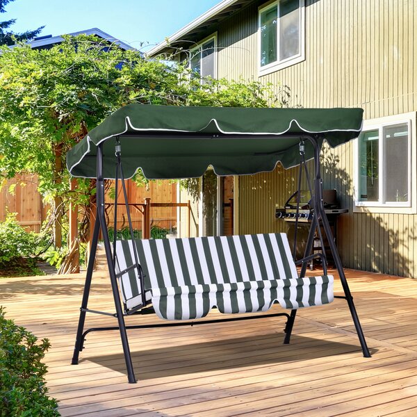 Outsunny Leagăn de Grădină cu 3 Locuri și Parasolar Basculant, 172×110×153 cm, Verde | Aosom Romania