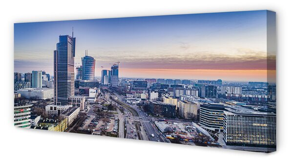 Tablouri canvas Panorama de la Varșovia zgârie-nori răsărit de soare