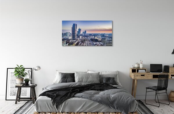Tablouri canvas Panorama de la Varșovia zgârie-nori răsărit de soare