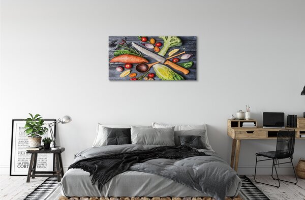Tablouri canvas Cuțit ignami roșii spanac