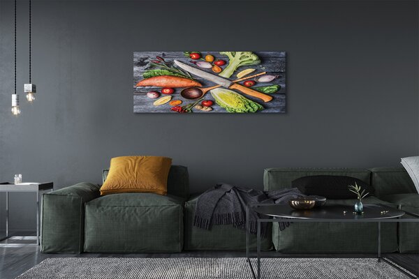 Tablouri canvas Cuțit ignami roșii spanac