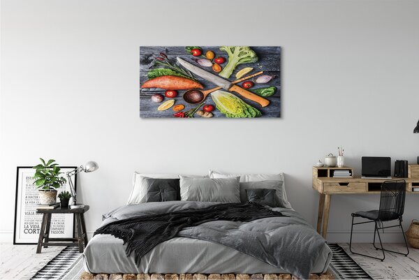Tablouri canvas Cuțit ignami roșii spanac