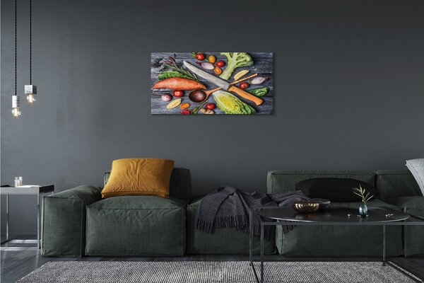 Tablouri canvas Cuțit ignami roșii spanac