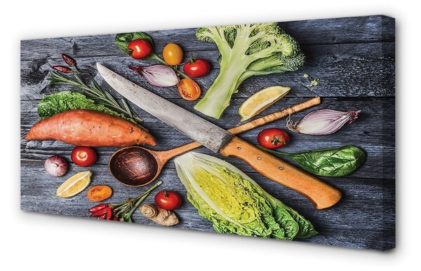 Tablouri canvas Cuțit ignami roșii spanac