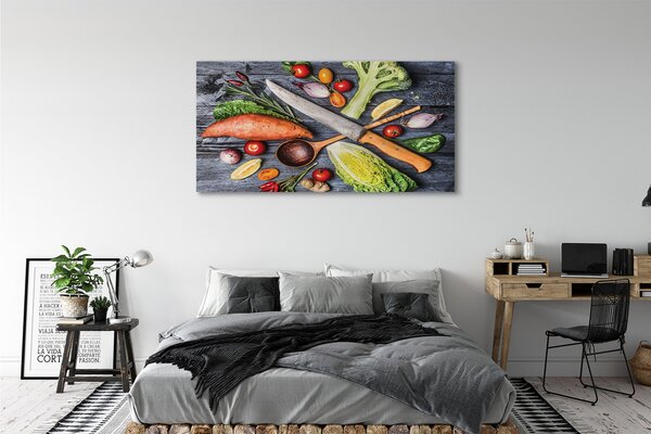 Tablouri canvas Cuțit ignami roșii spanac