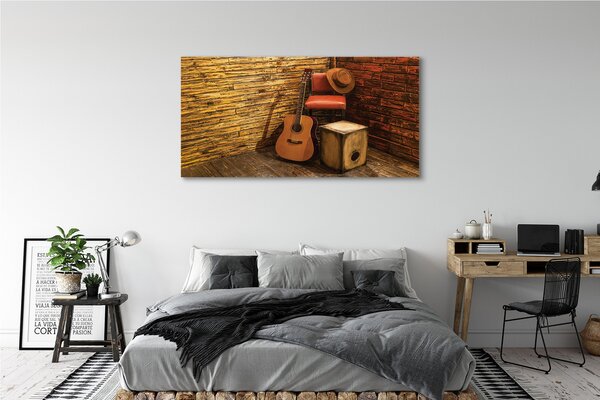 Tablouri canvas Guitar scaun pălărie