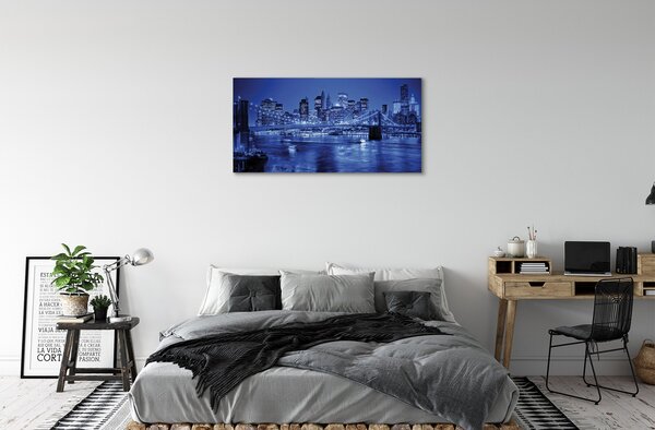 Tablouri canvas Zgârie-nori Panorama pod râu