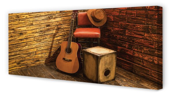 Tablouri canvas Guitar scaun pălărie
