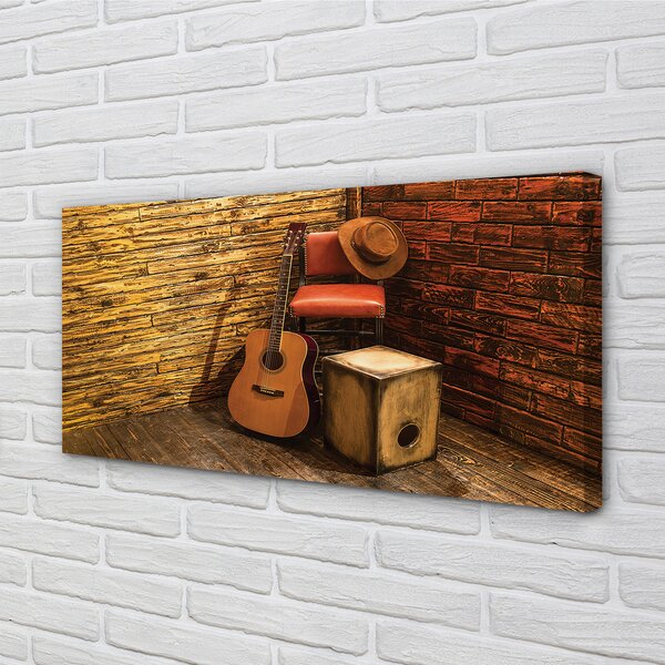 Tablouri canvas Guitar scaun pălărie