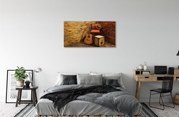 Tablouri canvas Guitar scaun pălărie