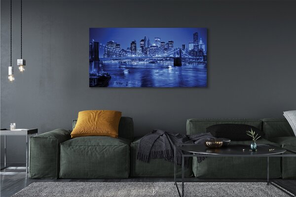 Tablouri canvas Zgârie-nori Panorama pod râu