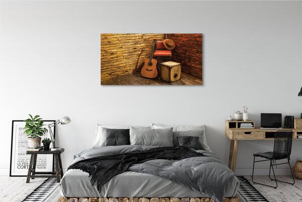 Tablouri canvas Guitar scaun pălărie