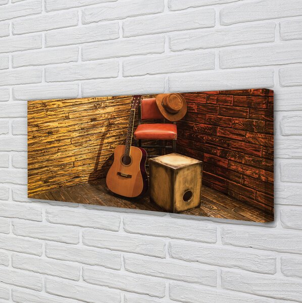 Tablouri canvas Guitar scaun pălărie