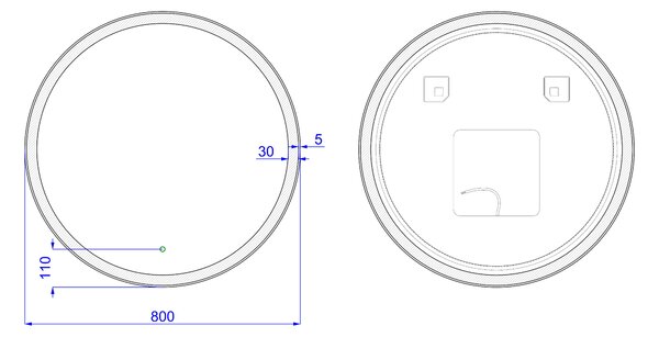 Dubiel Vitrum Niva oglindă 80x80 cm rotund cu iluminare 5905241011431