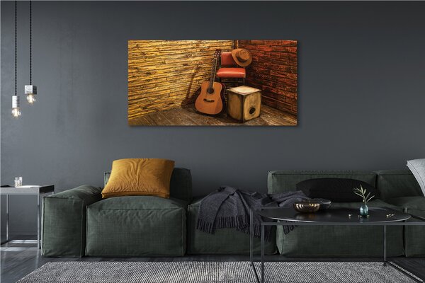 Tablouri canvas Guitar scaun pălărie