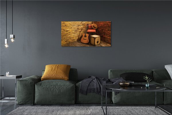 Tablouri canvas Guitar scaun pălărie