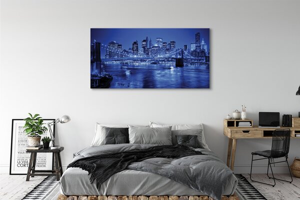 Tablouri canvas Zgârie-nori Panorama pod râu
