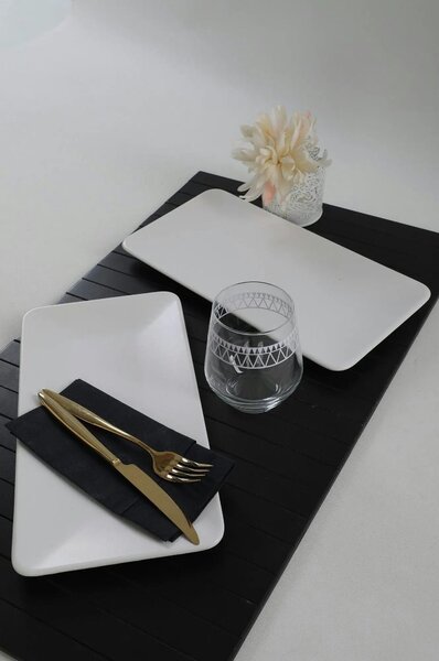 Set 2 platouri 275KRM1720, alb, ceramica, 33x17 cm