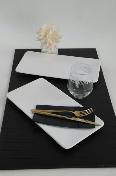 Set 2 platouri 275KRM1720, alb, ceramica, 33x17 cm