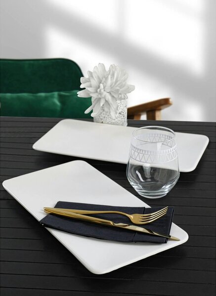 Set 2 platouri 275KRM1720, alb, ceramica, 33x17 cm
