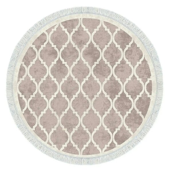 Covor, 100x100 cm, forma rotunda, poliester, crem/maro, ALN400601KR17