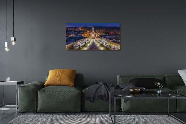 Tablouri canvas panorama de noapte de biserici Cracovia