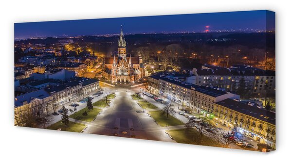 Tablouri canvas panorama de noapte de biserici Cracovia