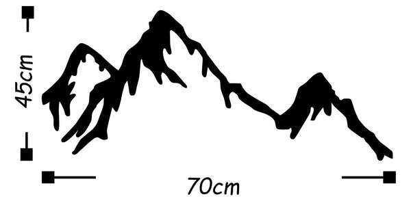 Decoratiune perete MOUNTAIN, negru, metal, 70x45 cm