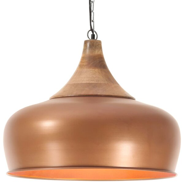 Lampă suspendată industrială arămiu 45 cm lemn masiv&fier E27