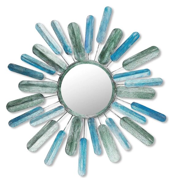 Decoratiune perete 891TNL1575, albastru/verde, metal, 75x5x75 cm