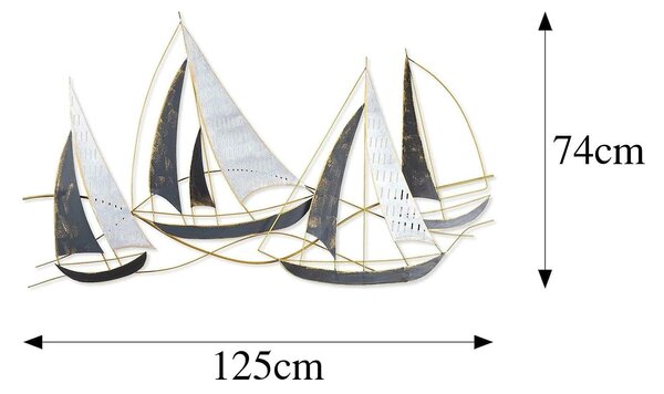 Decoratiune perete BARBAROS, auriu/gri, metal, 125x8x74 cm