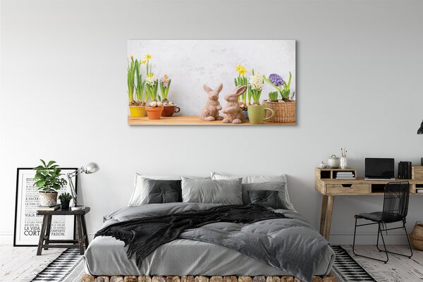 Tablouri canvas flori iepuri