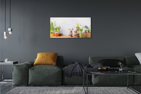 Tablouri canvas flori iepuri