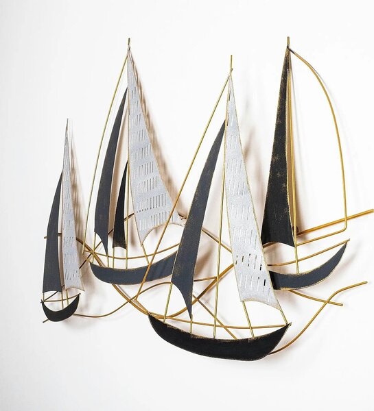 Decoratiune perete BARBAROS, auriu/gri, metal, 125x8x74 cm