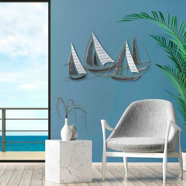 Decoratiune perete BARBAROS, auriu/gri, metal, 125x8x74 cm