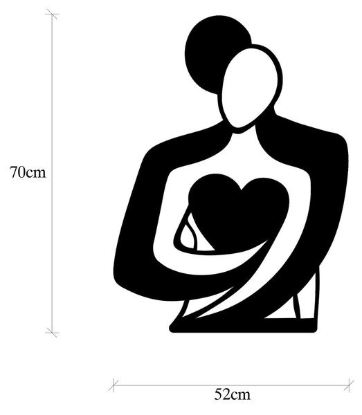 Decoratiune perete LOVE, negru, metal, 70x52 cm