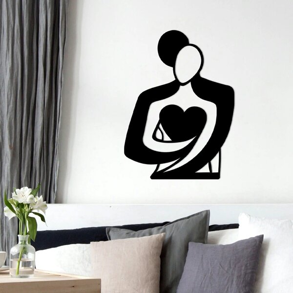 Decoratiune perete LOVE, negru, metal, 70x52 cm