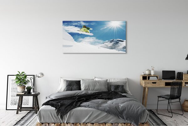 Tablouri canvas Omul de bord de munte zăpadă