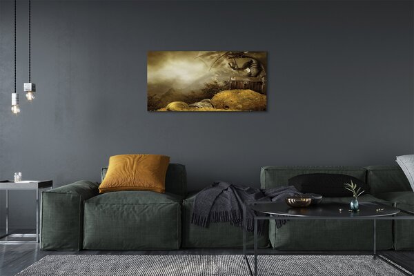 Tablouri canvas Dragon nori munte de aur