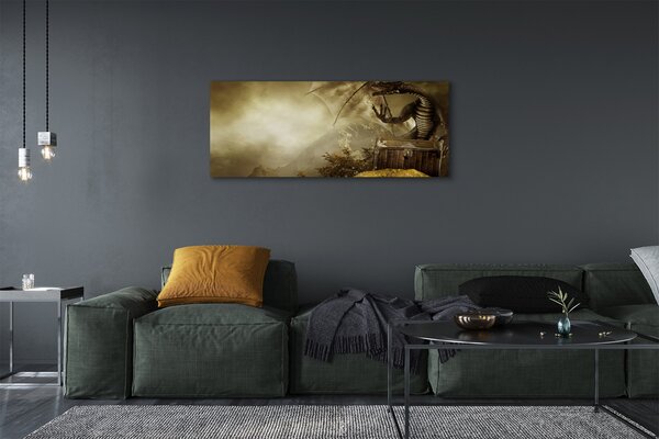 Tablouri canvas Dragon nori munte de aur