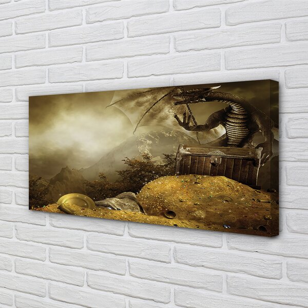 Tablouri canvas Dragon nori munte de aur